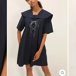 Storets NWT Tinsley Lace Up Sailor Dress Navy Blue Size S/M